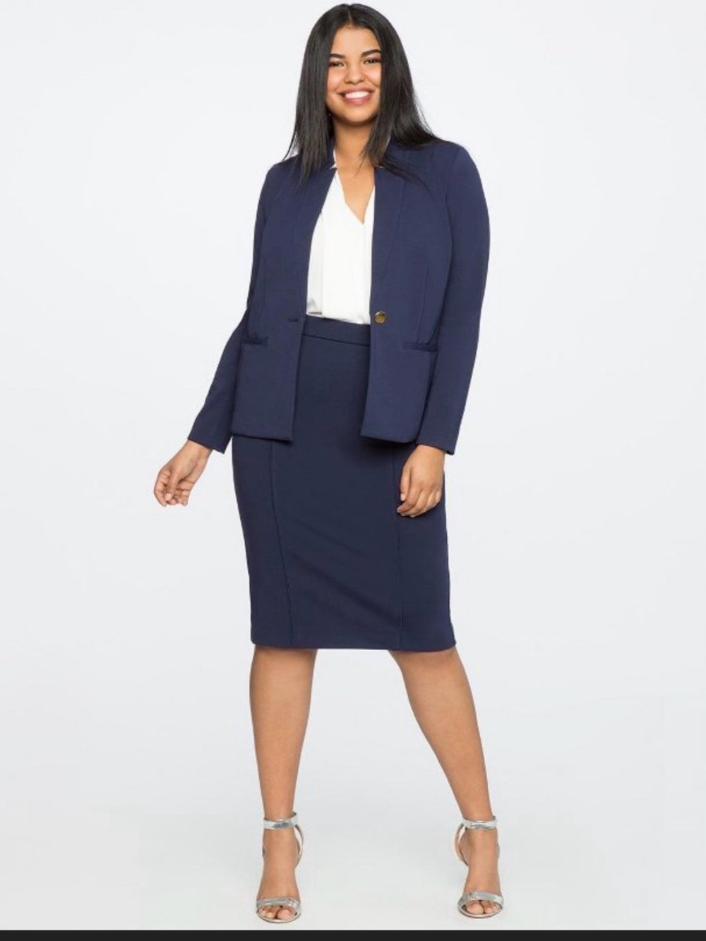 Eloquii Deep Navy Dress Skirt - Solid Navy